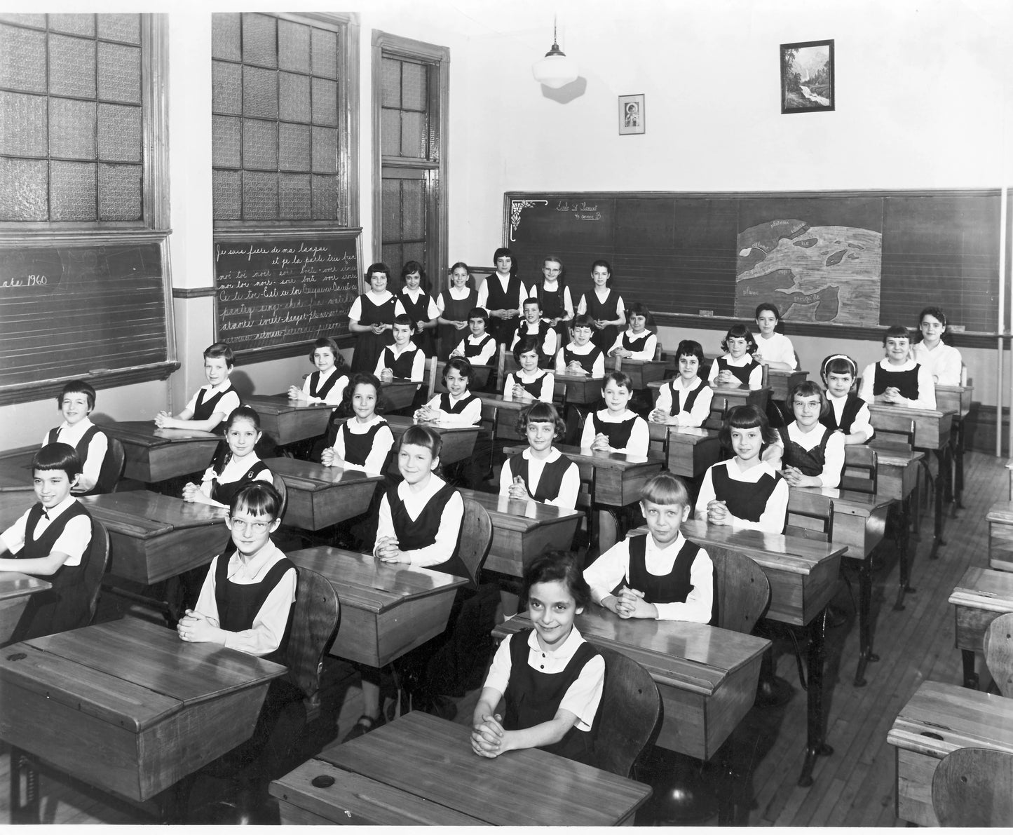 Classe de 4e année B de l'école Saint-Clément, 1960