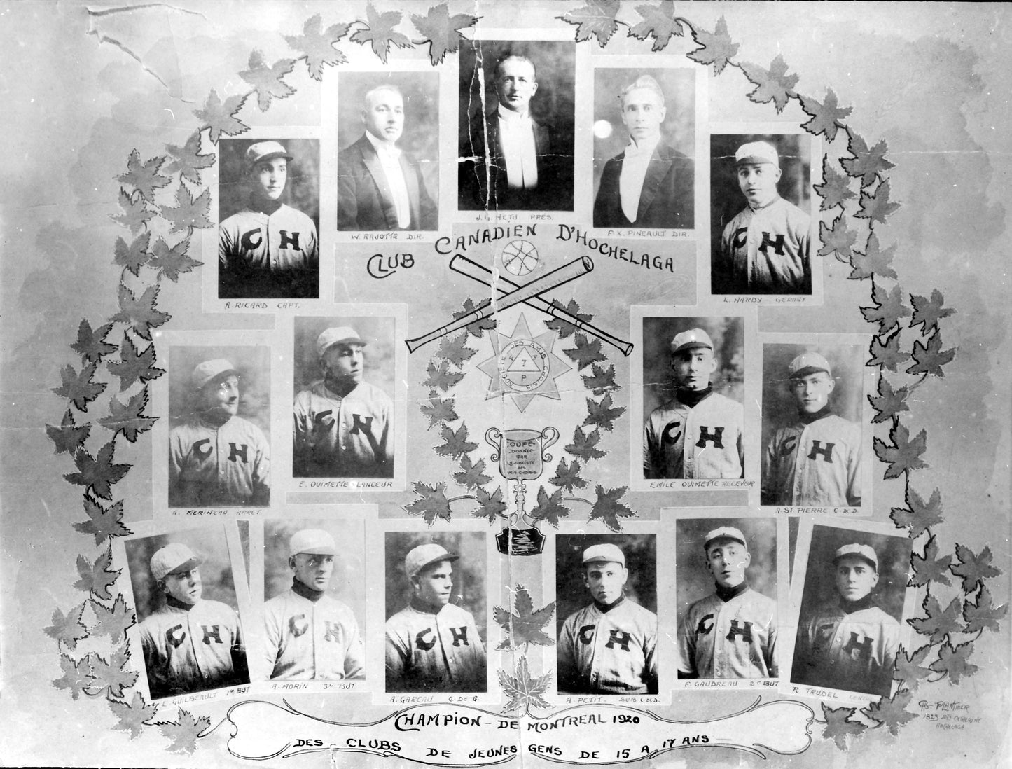 Portrait des joueurs du Club de baseball Canadien d'Hochelaga