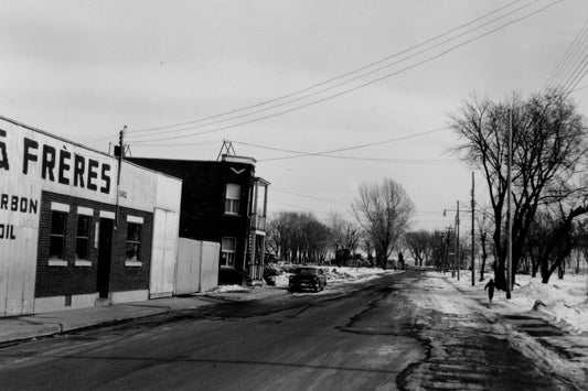 Rue Curatteau, après la démolition de l'église St-François-d'Assise, hiver 1964