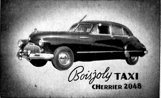 Carte d'affaire de la compagnie Boisjoly Taxi