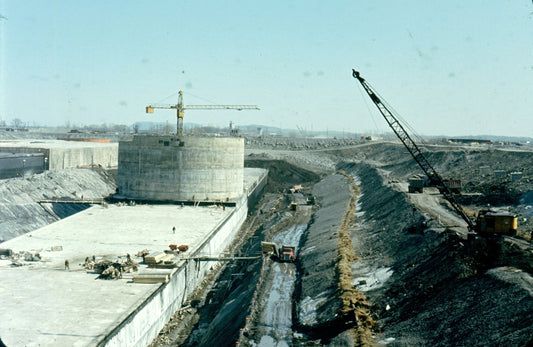 Chantier de construction du pont-tunnel Louis-Hippolyte-La Fontaine